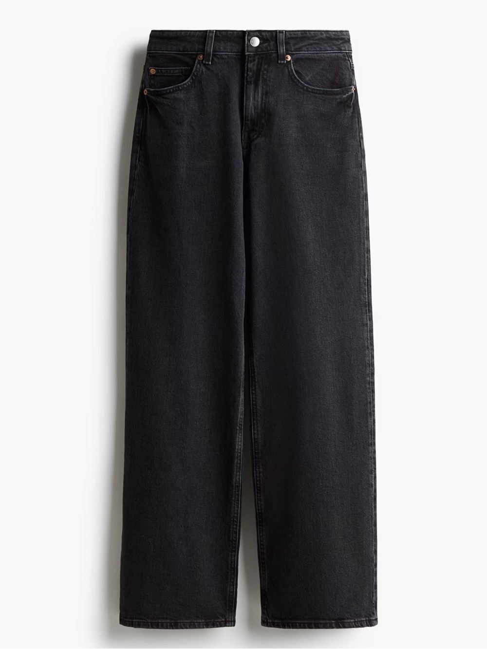 H&M Harper High Rise Wide Leg Jeans Washed Black Denim Size 4